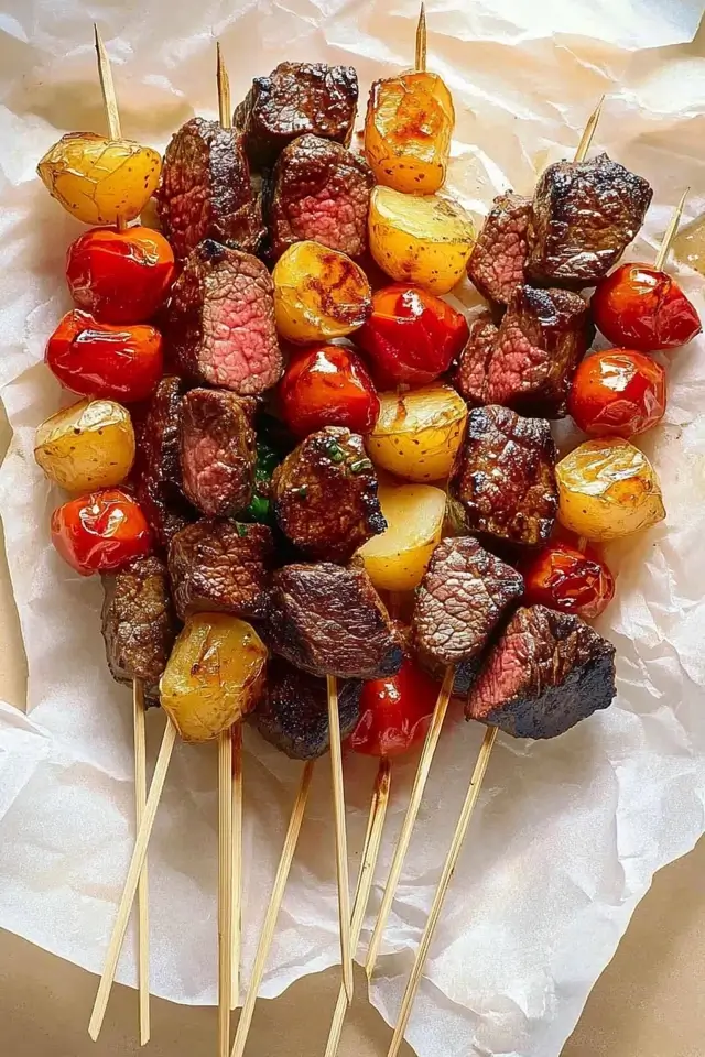 Rosemary Garlic Steak Kebabs