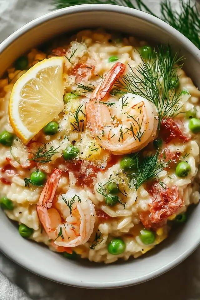 Shrimp Risotto with Peas