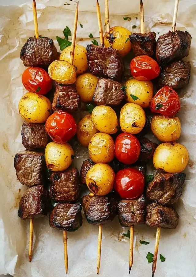 Rosemary Garlic Steak Kebabs