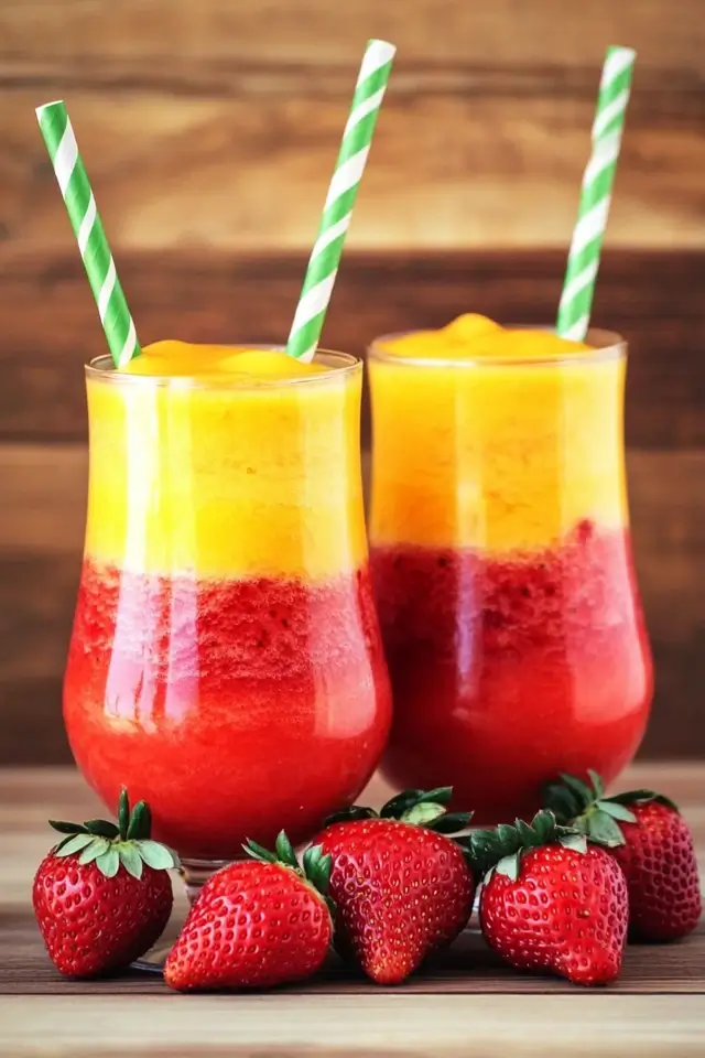 Strawberry and Peach Wine Slushies
