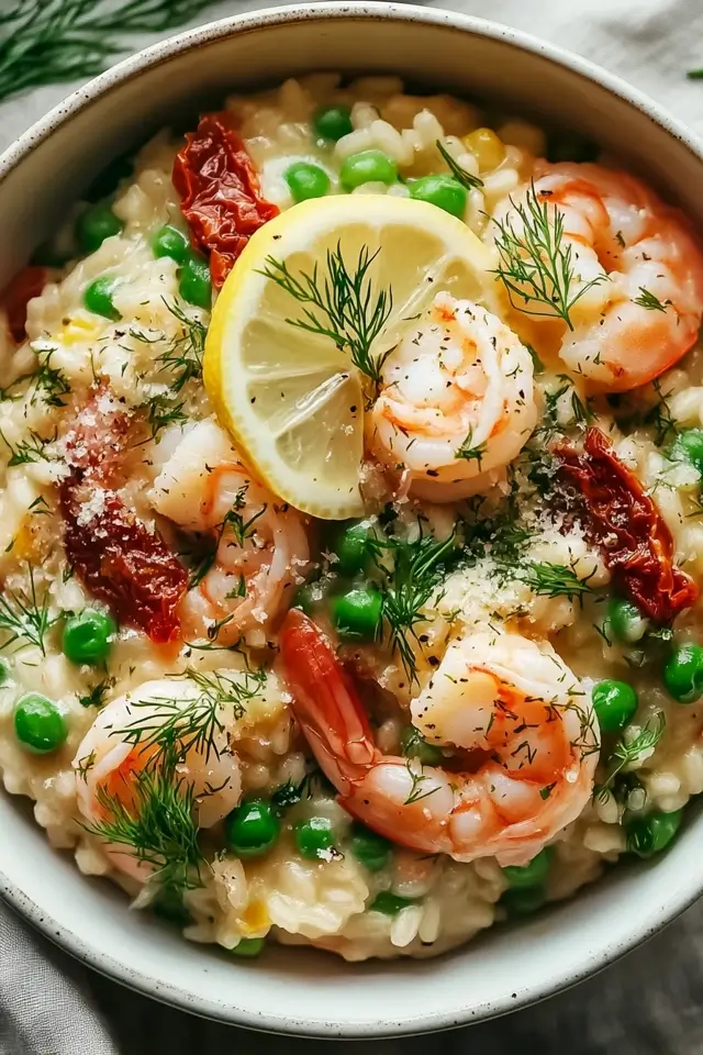Shrimp Risotto with Peas