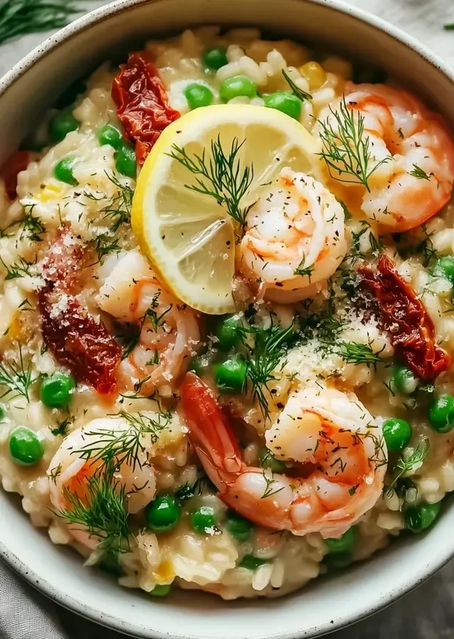 Shrimp Risotto with Peas