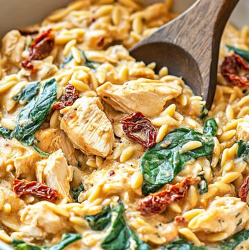 Slow Cooker Creamy Tuscan Chicken Orzo