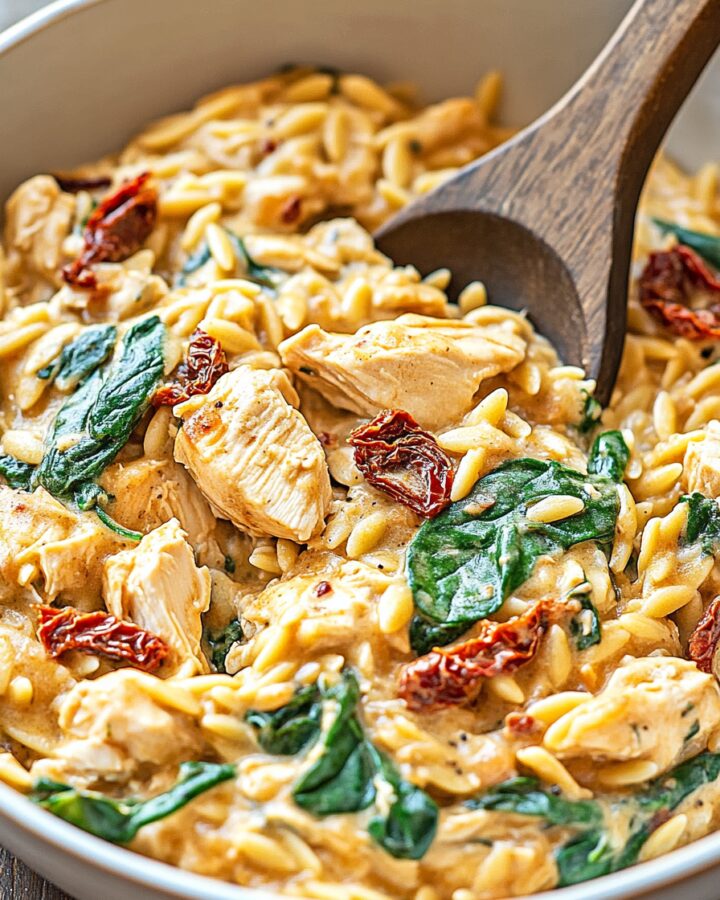 Slow Cooker Creamy Tuscan Chicken Orzo