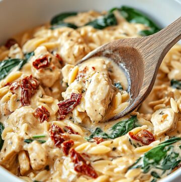 Slow Cooker Creamy Tuscan Chicken Orzo